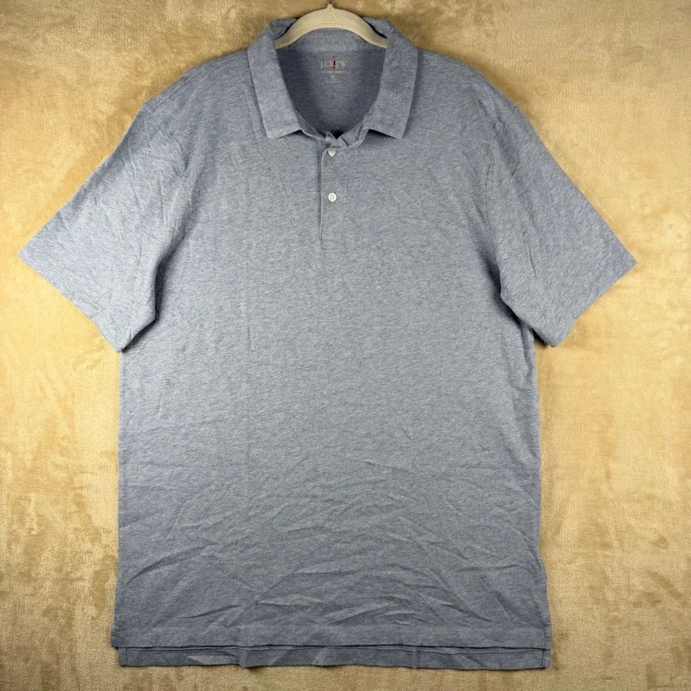 J.Crew Oarsman NWT Sueded Jersey Polo Shirt Mens XLT Blue Heather‎ Short Sleeve